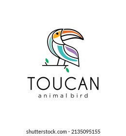 Toucan logo monoline line art design vector stock illustration