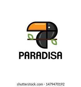 toucan logo with outline for tropical island