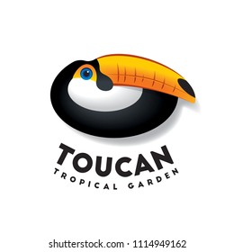 Toucan logo vector. Tropical bird emblem. Toucan icon, isolated on a white background.