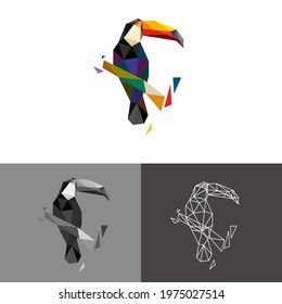 Toucan low poly polygonal triangle geometric design for logo icon symbol