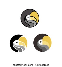 Toucan macaw bird animal logo icon symbol design template set