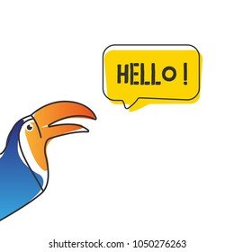 toucan and message bubble text vector illustration