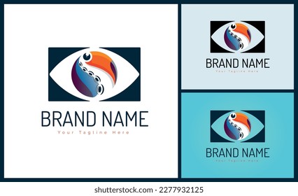 Toucan octopus tentacle eyes combination logo template design for brand or company and other