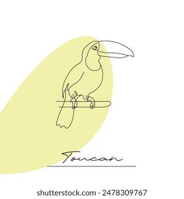 Toucan on a branch. Vector illustration on white background