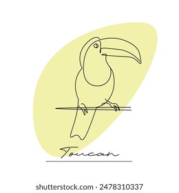 Toucan on a branch. Vector illustration on white background