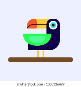 Toucan on light purple background. Toucan vector.