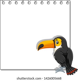 Toucan on note template illustration