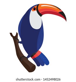 Toucan on tree icon. Cartoon of toucan on tree vector icon for web design isolated on white background