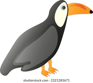 Toucan on a white background, children's drawing.
