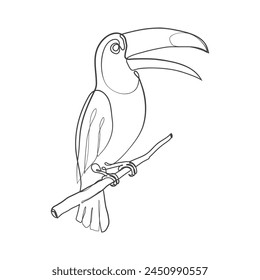 Toucan one Continuous line drawing icon. Line art of toucan bird. Toucan icon minimalist. Vector illustration