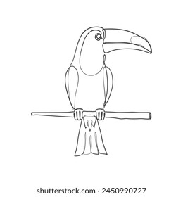 Toucan one Continuous line drawing icon. Line art of toucan bird. Toucan icon minimalist. Vector illustration