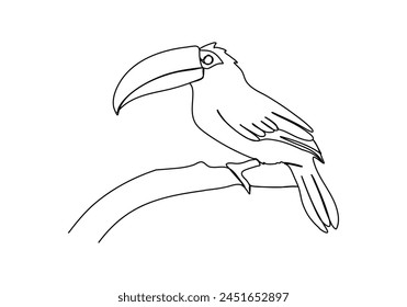 Toucan, one line drawing vector illustration.