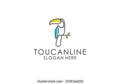 Toucan outline logo design vector