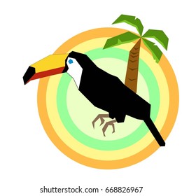 Toucan with palm tree and circles