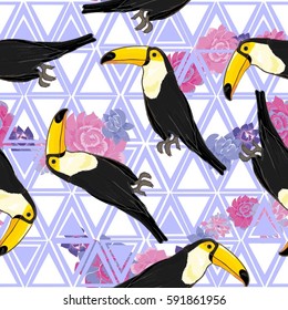 Toucan pattern - illustration, vector