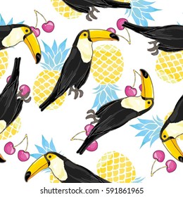 Toucan pattern - illustration, vector