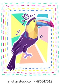 toucan print, print illustration, pattern print abstract bird, tropical bird vector. Beautiful print on a T-shirt tropical theme. Design of a tropical bird. toucan vector