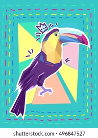 toucan print, print illustration, pattern print abstract bird, tropical bird vector. Beautiful print on a T-shirt tropical theme. Design of a tropical bird. toucan vector