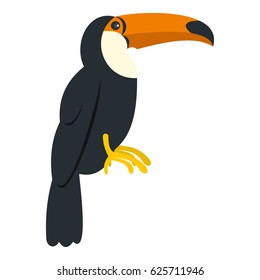 Toucan, ramphastos vitellinus icon flat isolated on white background vector illustration