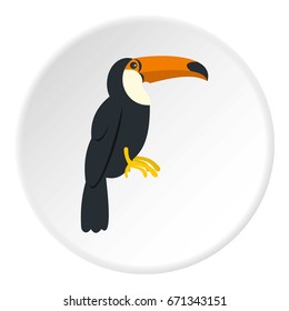 Toucan, ramphastos vitellinus icon in flat circle isolated vector illustration for web