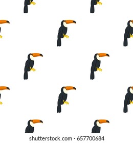 Toucan, ramphastos vitellinus pattern seamless background in flat style repeat vector illustration