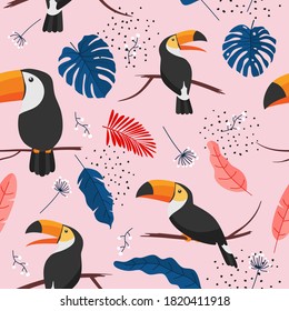 Toucan seamless pattern, vector illustration