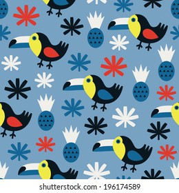 Toucan seamless pattern. Vector illustration. 