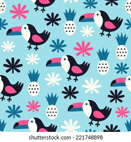 Toucan seamless pattern. Vector illustration. 