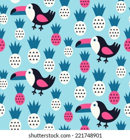Toucan seamless pattern. Vector illustration. 