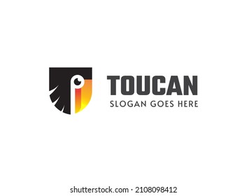 Toucan in shield logo design template