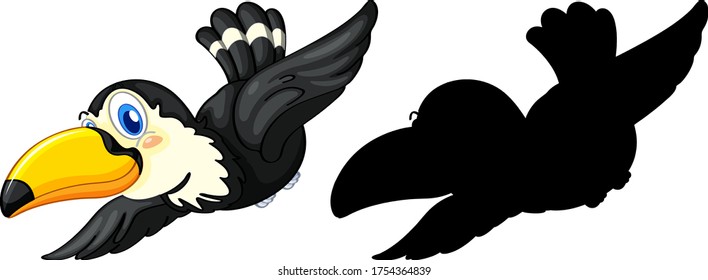 Toucan with its silhouette illustration