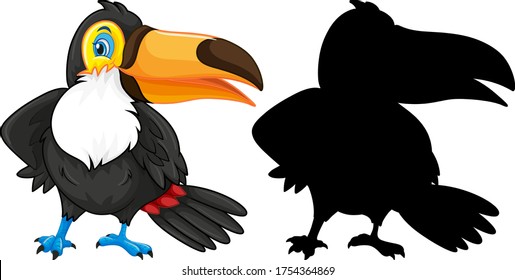 Toucan with its silhouette illustration