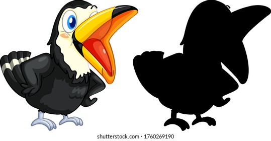 Toucan with its silhouette illustration