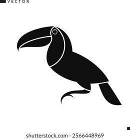 Toucan silhouette. Tropical bird vector