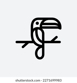 Toucan einfache Linie Symbol Logo Vektordesign, modernes Tier Logo Piktogramm Design tropischen TukanVogel mit großen Schnabel