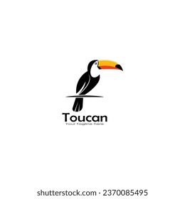 Toucan sits on a branch logo vector graphics