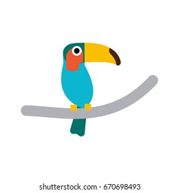 Toucan sitting on the branch icon. Vector illustration.