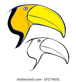Toucan sketch on a white background.