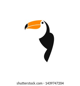 Toucan. Tropical bird from jungle. Logo. Isolated toucan on white background. Abstract animal 