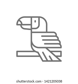 Toucan, tropical bird line icon.