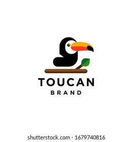 toucan tropical bird logo icon vector template in colorful flat line outline style illustration