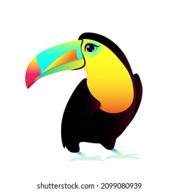 Toucan with a turned beak to the side