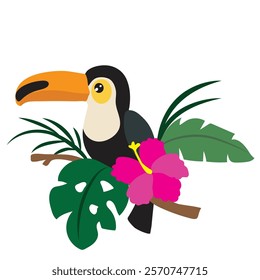 Toucan vector cartoon flat style illustration