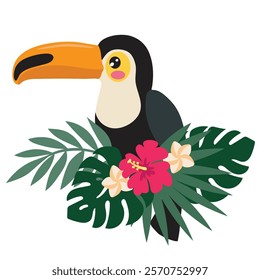 Toucan vector cartoon flat style illustration