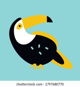 Toucan vector icon simple childish style. Bird clip art download isolated illustration