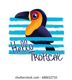 Toucan vector illustration. Children Print on T-Shirt. Tropical Illustration.