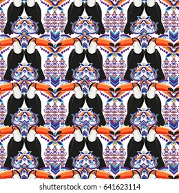 Toucan vector illustration, tropical pattern seamless,Textile design