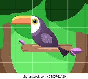 toucan vector image with forest atmosphere