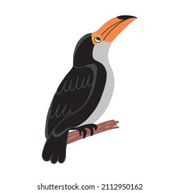 Vector táctil aislado en blanco. Personaje de dibujos animados de pájaro toscano. Fauna de Sudamérica