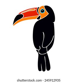 Toucan vector logo template. Isolated on the white background. Vector bird.